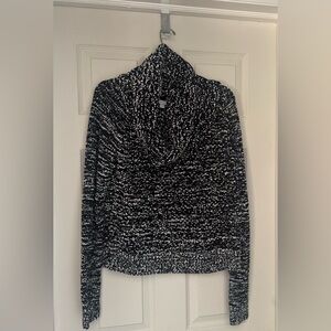 New York and Company Marled Black/White Cowl Neck Sweater / Size Large NWT
